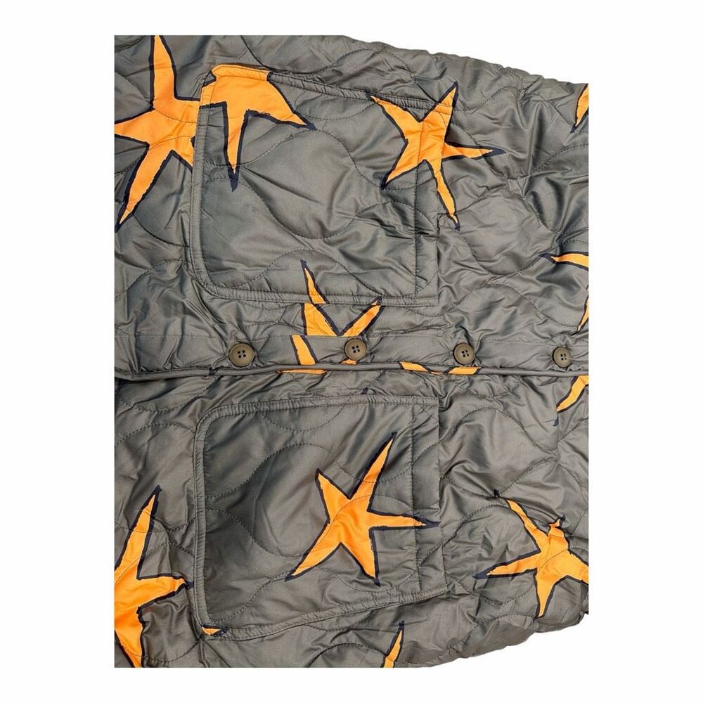 Easel Scribbly Stars Reversible‎ Jacket Quilted Fleece Pockets Green Size Small - Picture 3 of 9
